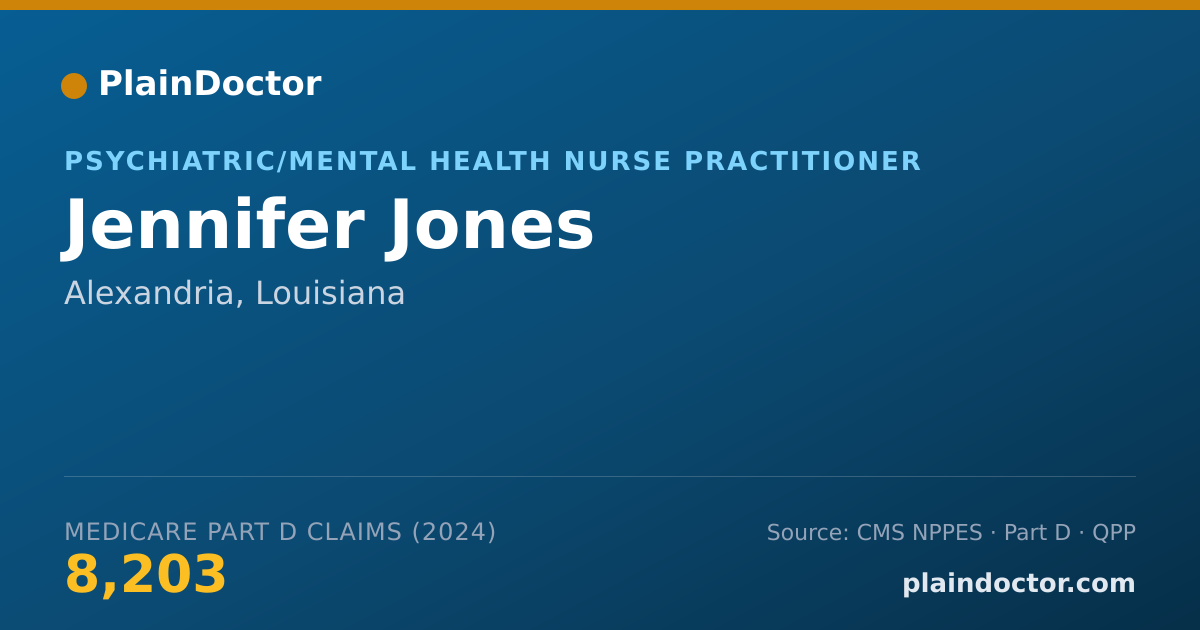 Shareable card for Jennifer Jones - Psychiatric/Mental Health Nurse Practitioner, Alexandria, LA