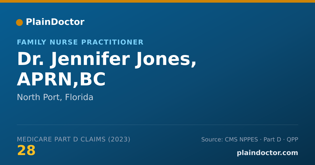 Shareable card for Jennifer Jones, APRN,BC - Family Nurse Practitioner, North Port, FL