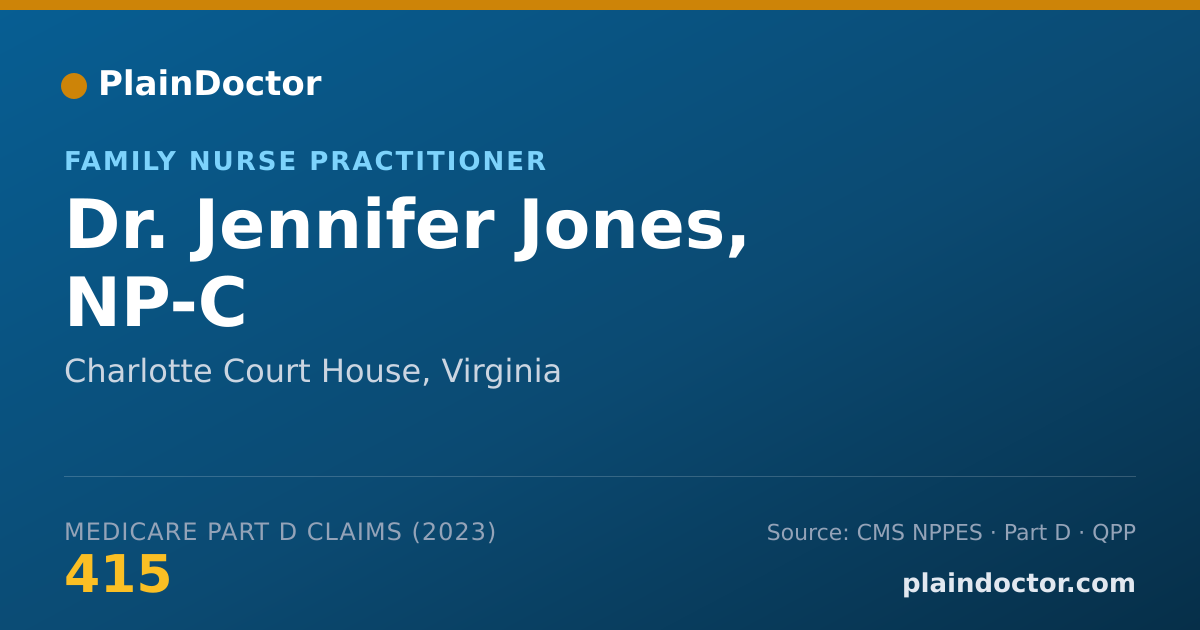 Shareable card for Jennifer Jones, NP-C - Family Nurse Practitioner, Charlotte Court House, VA