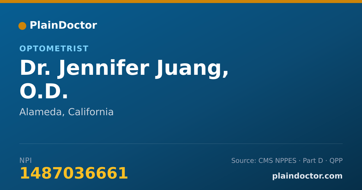 Shareable card for Jennifer Juang, O.D. - Optometrist, Alameda, CA
