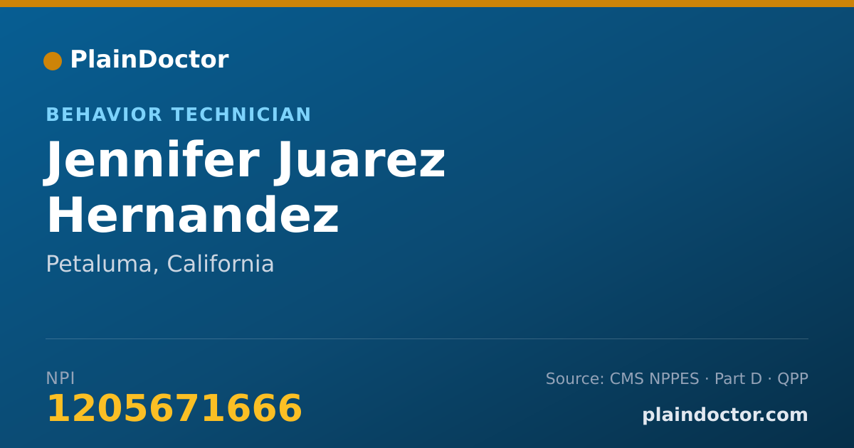 Shareable card for Jennifer Juarez Hernandez - Behavior Technician, Petaluma, CA