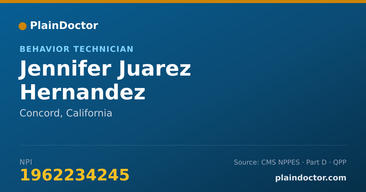 Shareable card for Jennifer Juarez Hernandez - Behavior Technician, Concord, CA