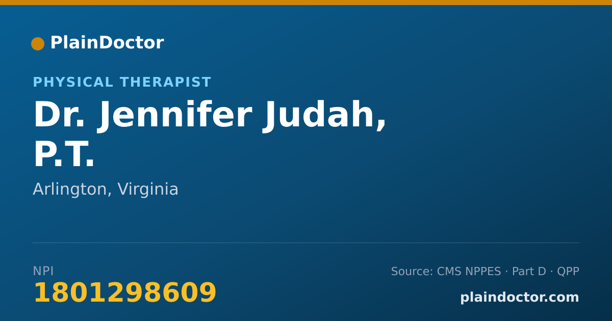 Shareable card for Jennifer Judah, P.T. - Physical Therapist, Arlington, VA