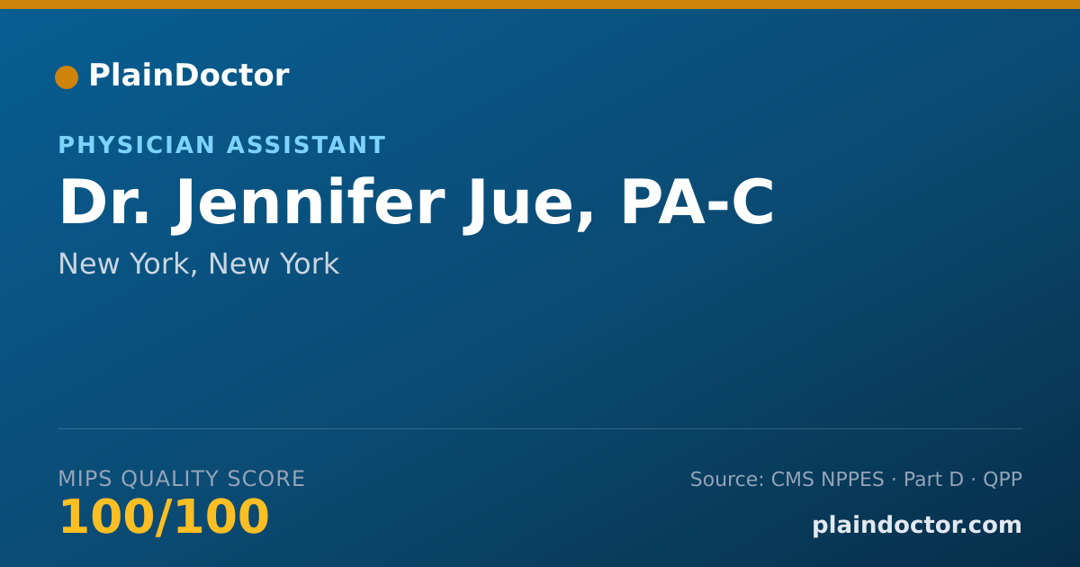 Shareable card for Jennifer Jue, PA-C - Physician Assistant, New York, NY