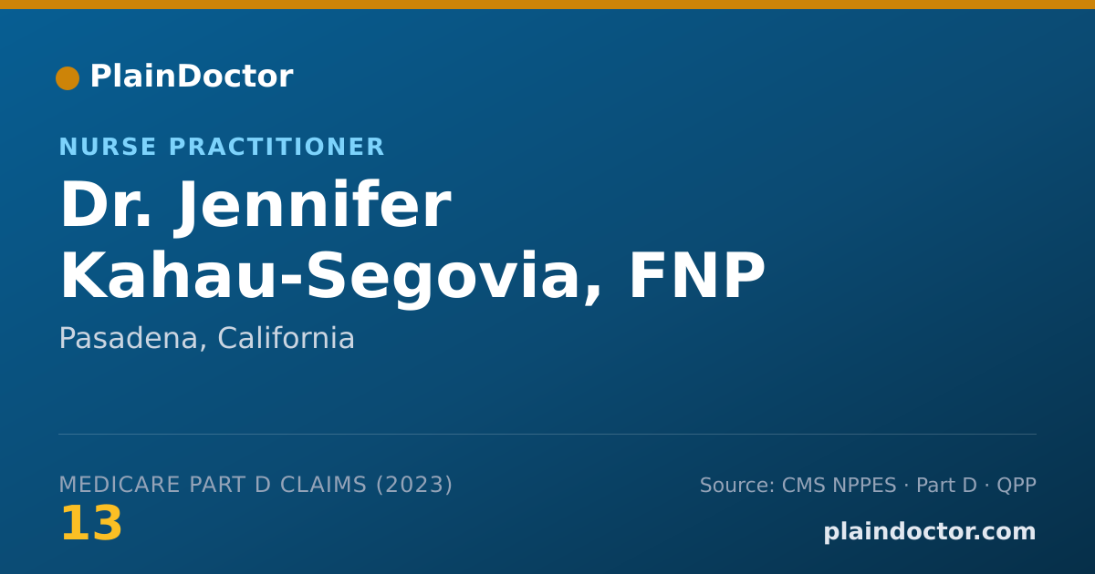 Shareable card for Jennifer Kahau-Segovia, FNP - Nurse Practitioner, Pasadena, CA