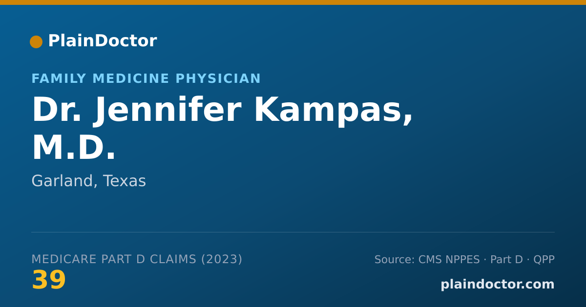Shareable card for Jennifer Kampas, M.D. - Family Medicine Physician, Garland, TX