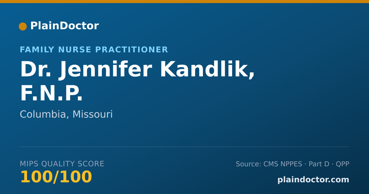 Shareable card for Jennifer Kandlik, F.N.P. - Family Nurse Practitioner, Columbia, MO