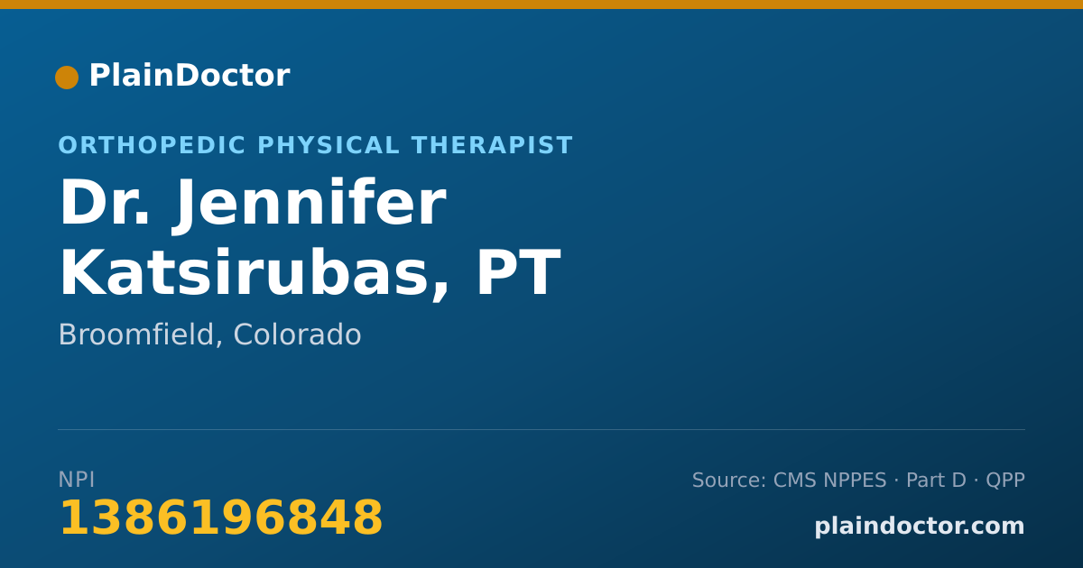 Shareable card for Jennifer Katsirubas, PT - Orthopedic Physical Therapist, Broomfield, CO