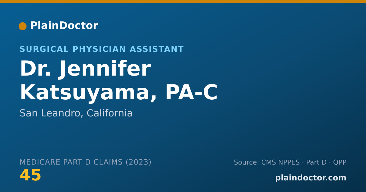 Shareable card for Jennifer Katsuyama, PA-C - Surgical Physician Assistant, San Leandro, CA