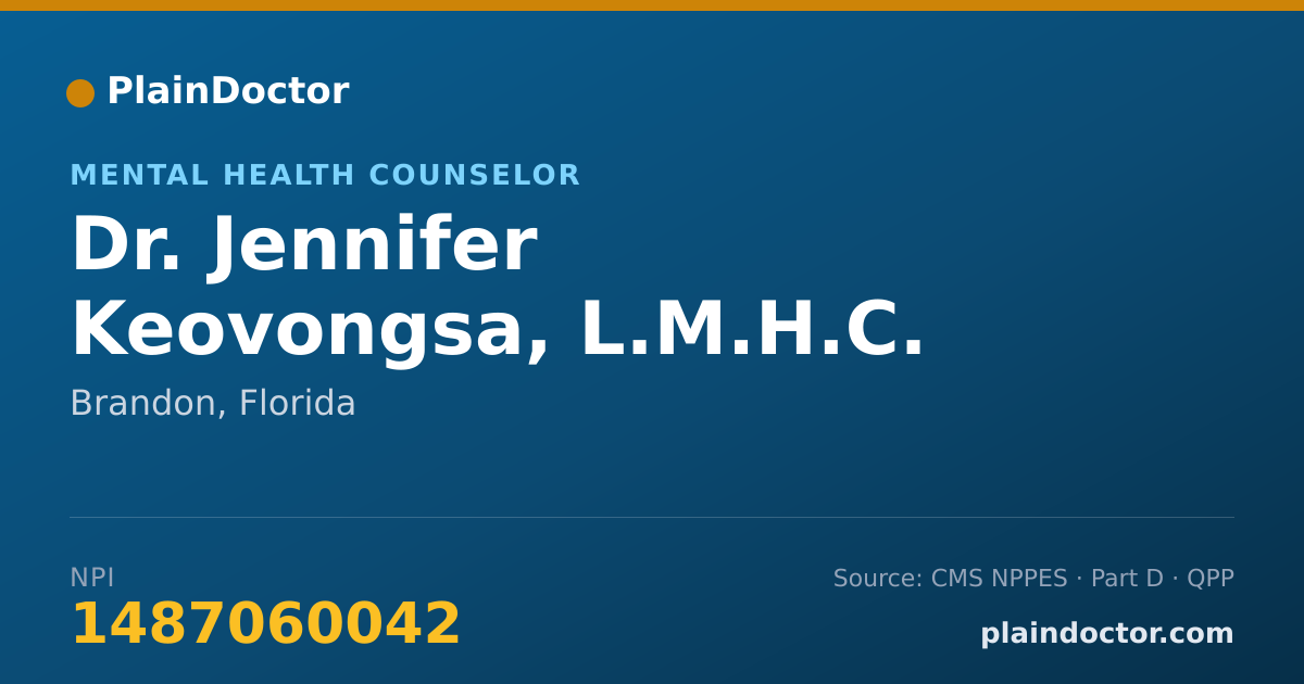 Shareable card for Jennifer Keovongsa, L.M.H.C. - Mental Health Counselor, Brandon, FL