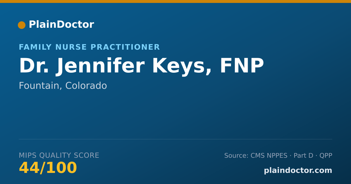 Shareable card for Jennifer Keys, FNP - Family Nurse Practitioner, Fountain, CO