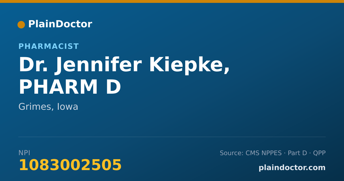 Shareable card for Jennifer Kiepke, PHARM D - Pharmacist, Grimes, IA