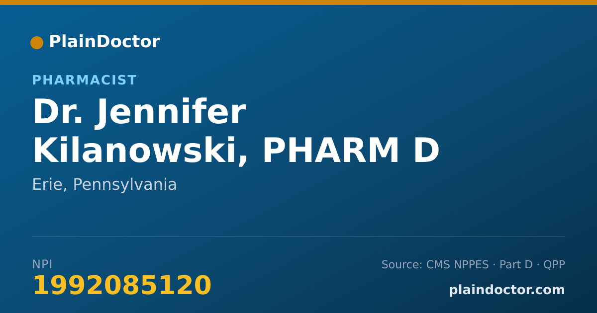 Shareable card for Jennifer Kilanowski, PHARM D - Pharmacist, Erie, PA
