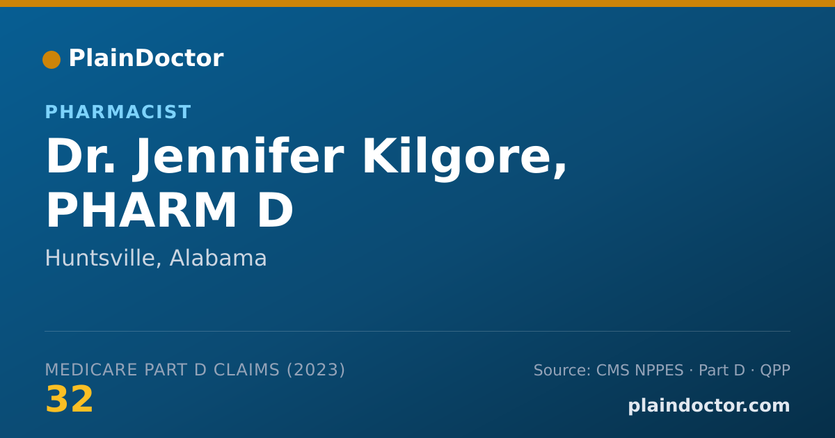 Shareable card for Jennifer Kilgore, PHARM D - Pharmacist, Huntsville, AL
