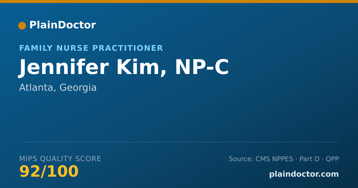 Shareable card for Jennifer Kim, NP-C - Family Nurse Practitioner, Atlanta, GA