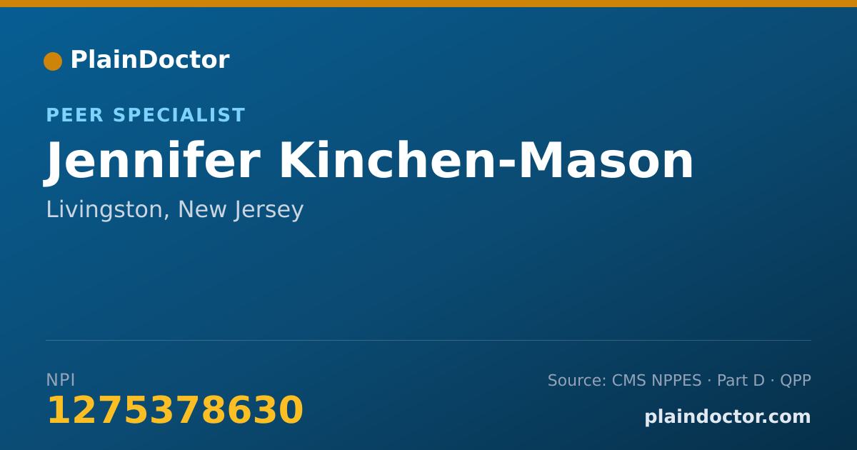 Shareable card for Jennifer Kinchen-Mason - Peer Specialist, Livingston, NJ