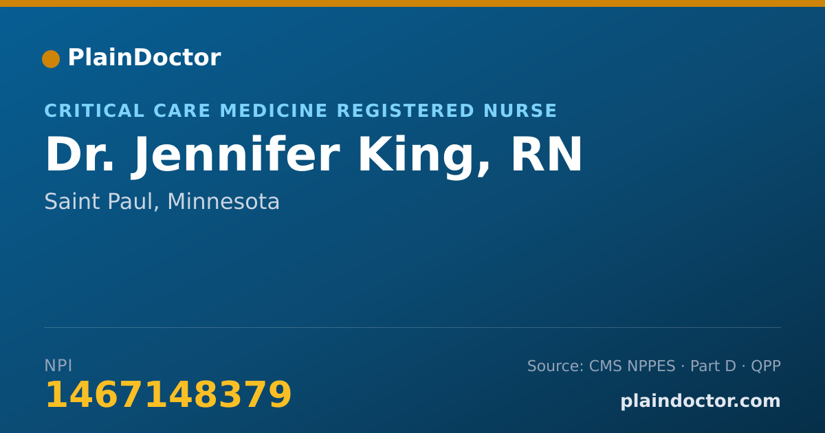 Shareable card for Jennifer King, RN - Critical Care Medicine Registered Nurse, Saint Paul, MN