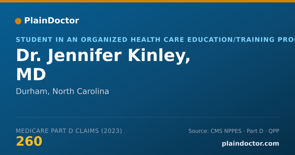 Shareable card for Jennifer Kinley, MD - Student in an Organized Health Care Education/Training Program, Durham, NC