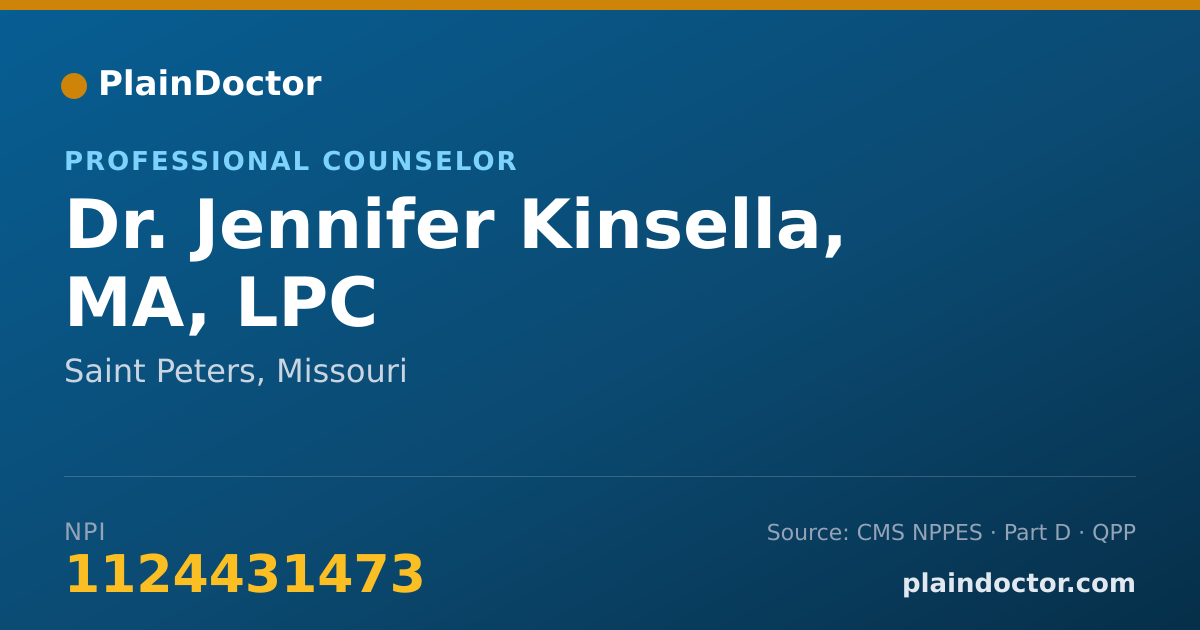 Shareable card for Jennifer Kinsella, MA, LPC - Professional Counselor, Saint Peters, MO