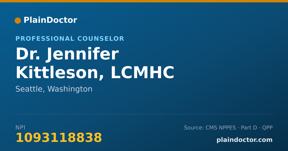Shareable card for Jennifer Kittleson, LCMHC - Professional Counselor, Seattle, WA