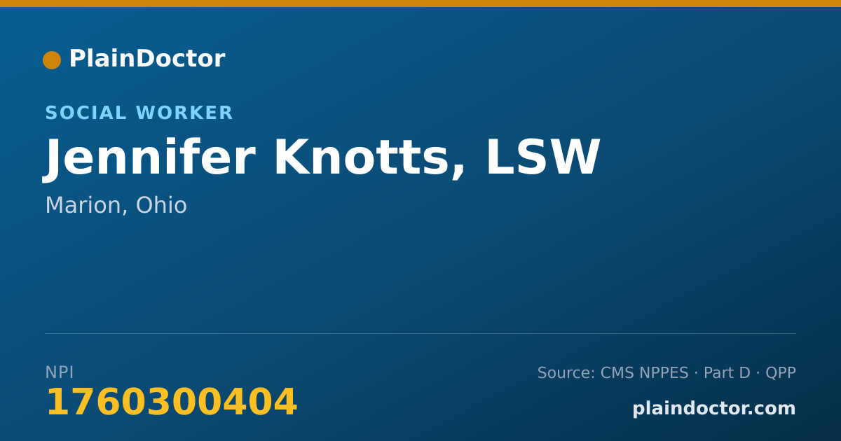 Shareable card for Jennifer Knotts, LSW - Social Worker, Marion, OH