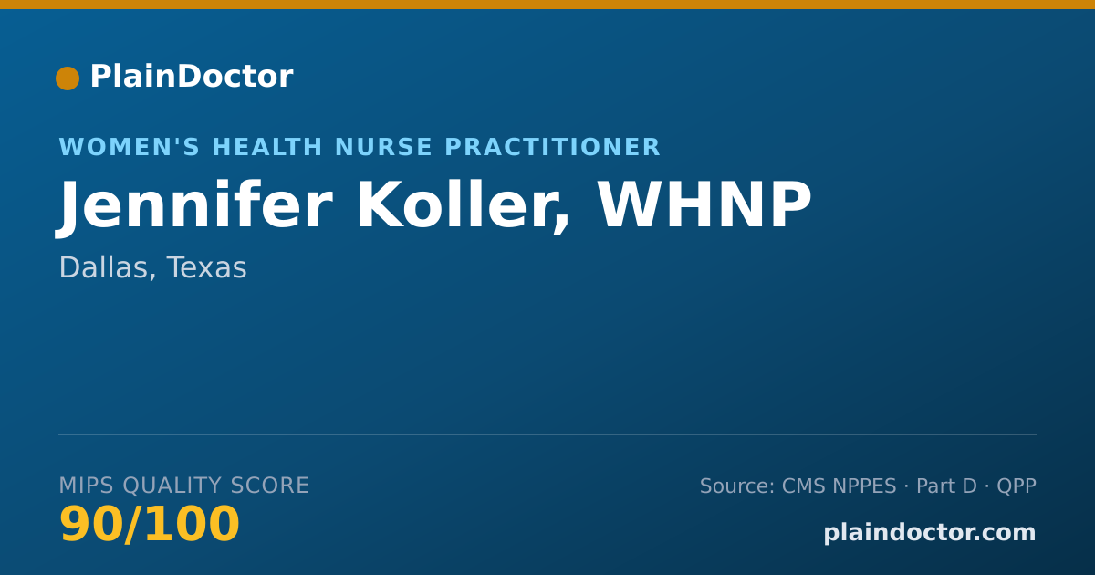 Shareable card for Jennifer Koller, WHNP - Women's Health Nurse Practitioner, Dallas, TX