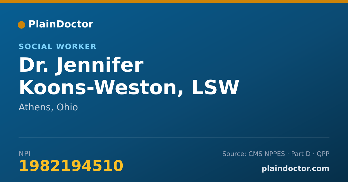 Shareable card for Jennifer Koons-Weston, LSW - Social Worker, Athens, OH