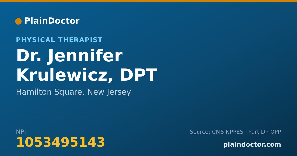 Shareable card for Jennifer Krulewicz, DPT - Physical Therapist, Hamilton Square, NJ