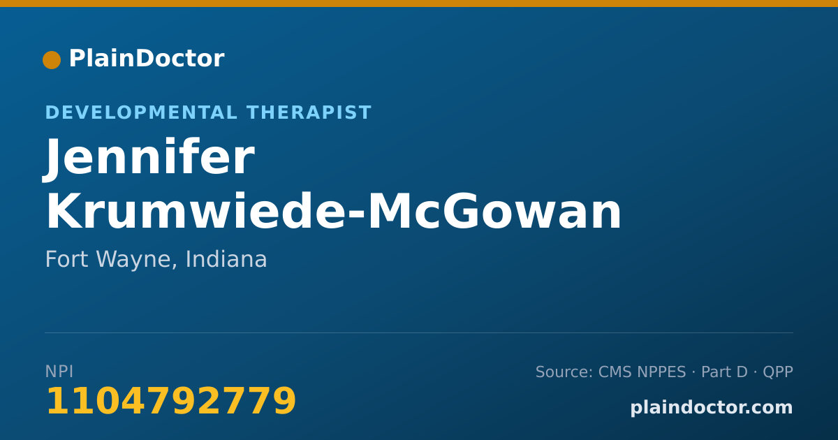 Shareable card for Jennifer Krumwiede-McGowan - Developmental Therapist, Fort Wayne, IN