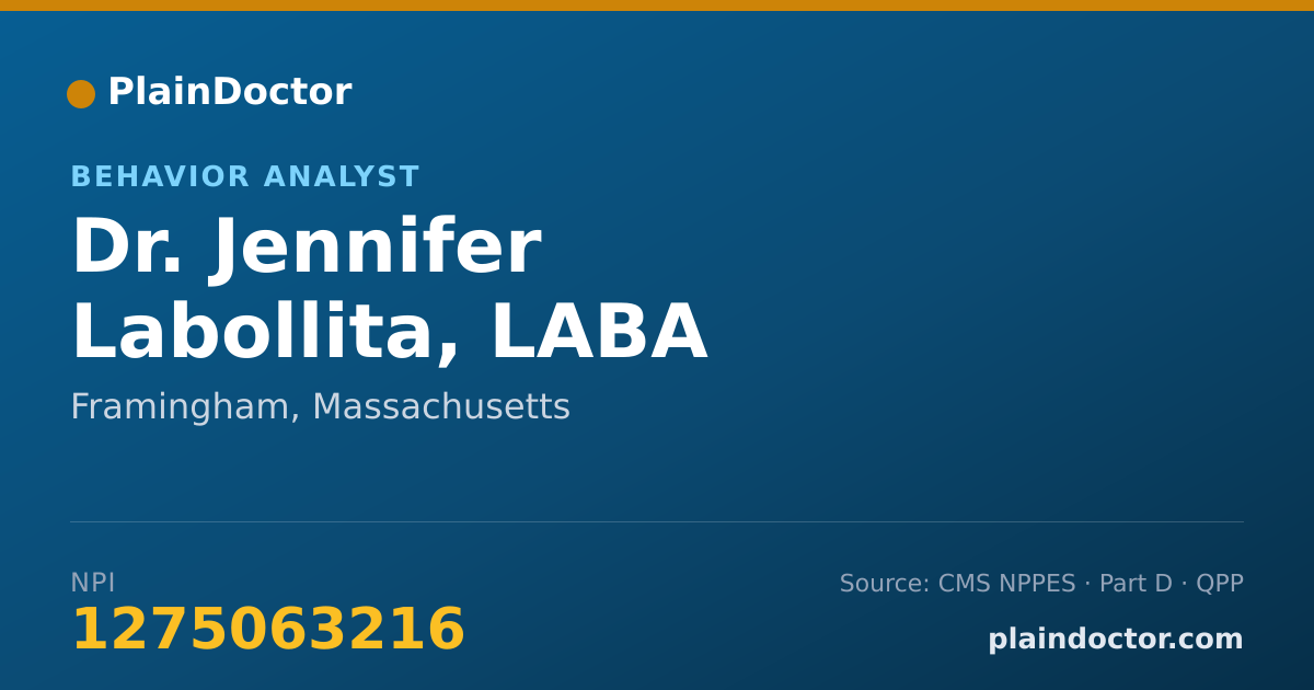 Shareable card for Jennifer Labollita, LABA - Behavior Analyst, Framingham, MA