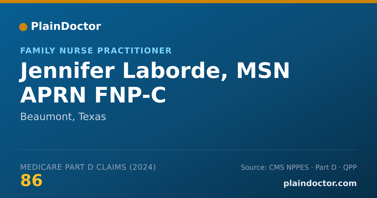 Shareable card for Jennifer Laborde, MSN APRN FNP-C - Family Nurse Practitioner, Beaumont, TX