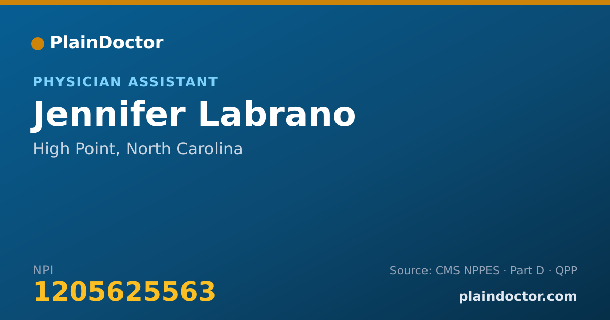 Shareable card for Jennifer Labrano - Physician Assistant, High Point, NC