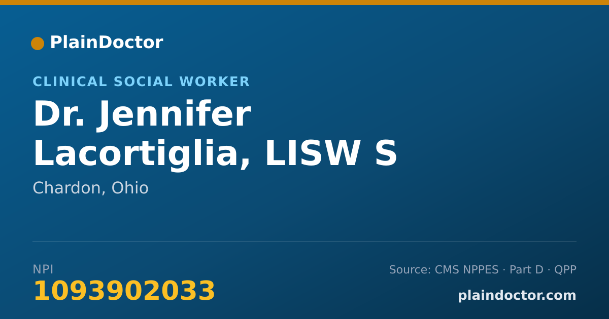 Shareable card for Jennifer Lacortiglia, LISW S - Clinical Social Worker, Chardon, OH