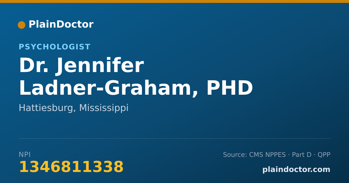Shareable card for Jennifer Ladner-Graham, PHD - Psychologist, Hattiesburg, MS
