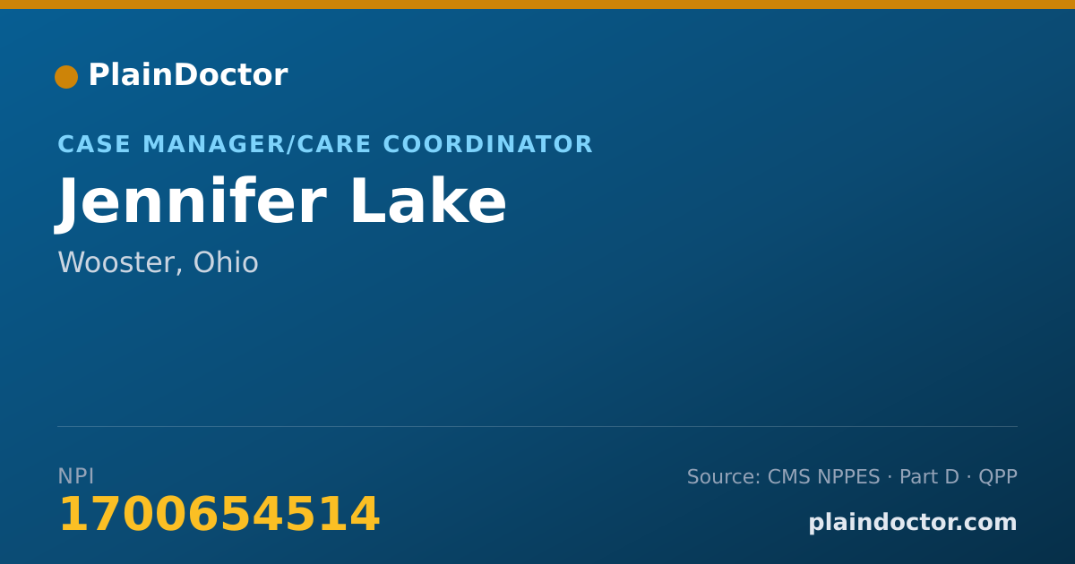 Shareable card for Jennifer Lake - Case Manager/Care Coordinator, Wooster, OH