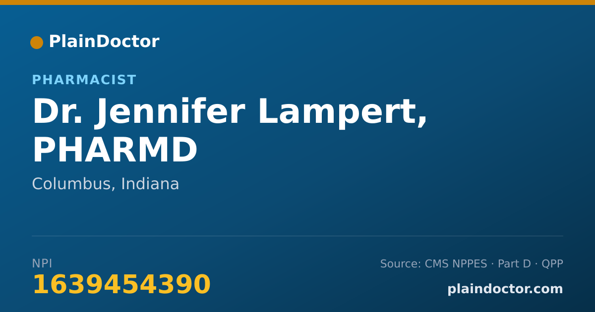 Shareable card for Jennifer Lampert, PHARMD - Pharmacist, Columbus, IN