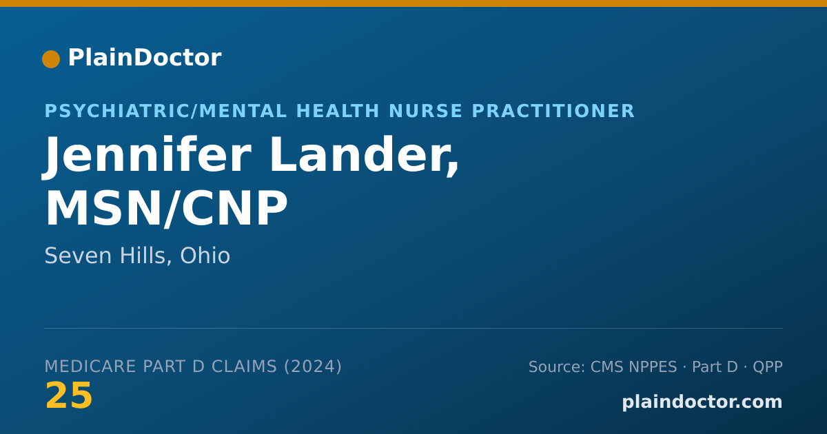Shareable card for Jennifer Lander, MSN/CNP - Psychiatric/Mental Health Nurse Practitioner, Seven Hills, OH