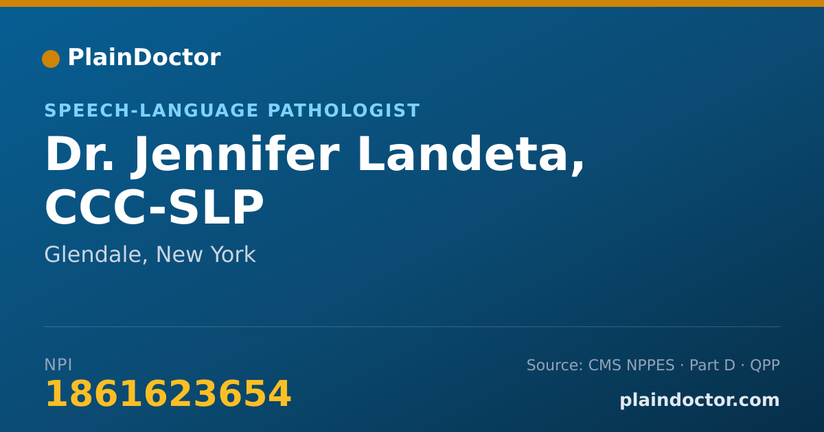 Shareable card for Jennifer Landeta, CCC-SLP - Speech-Language Pathologist, Glendale, NY