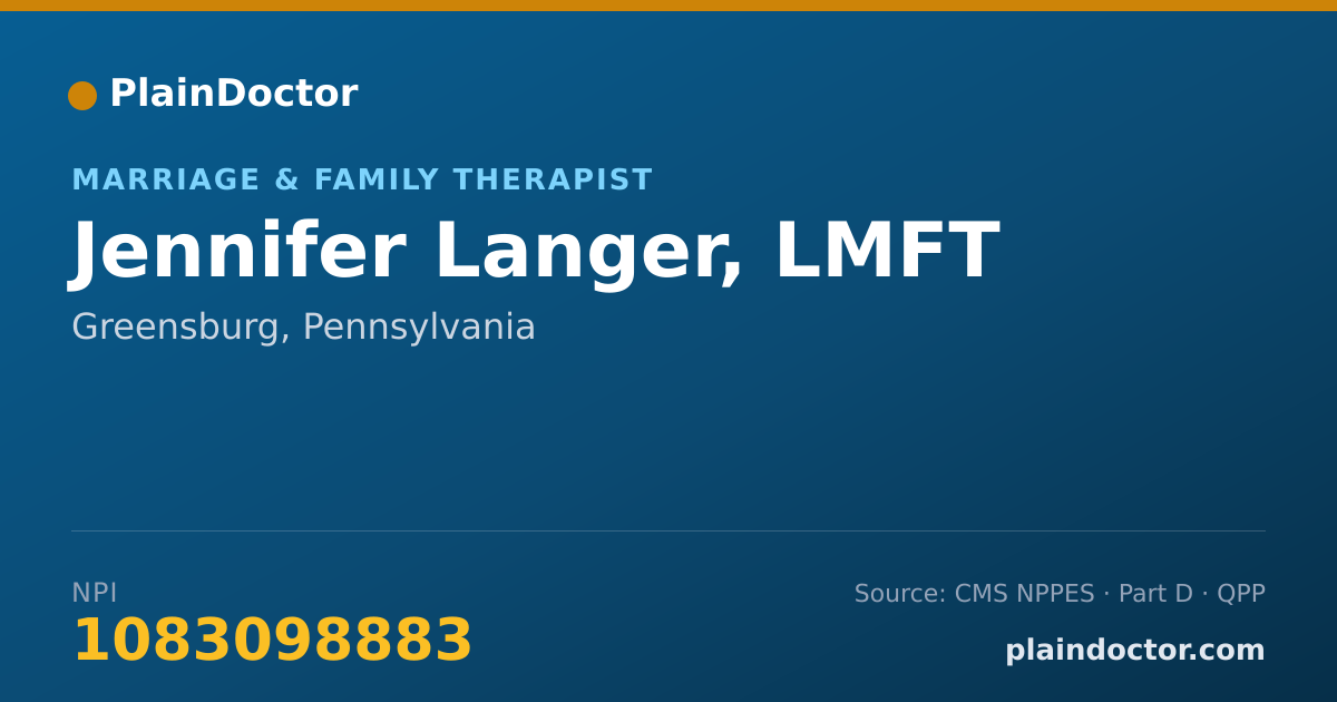 Shareable card for Jennifer Langer, LMFT - Marriage & Family Therapist, Greensburg, PA