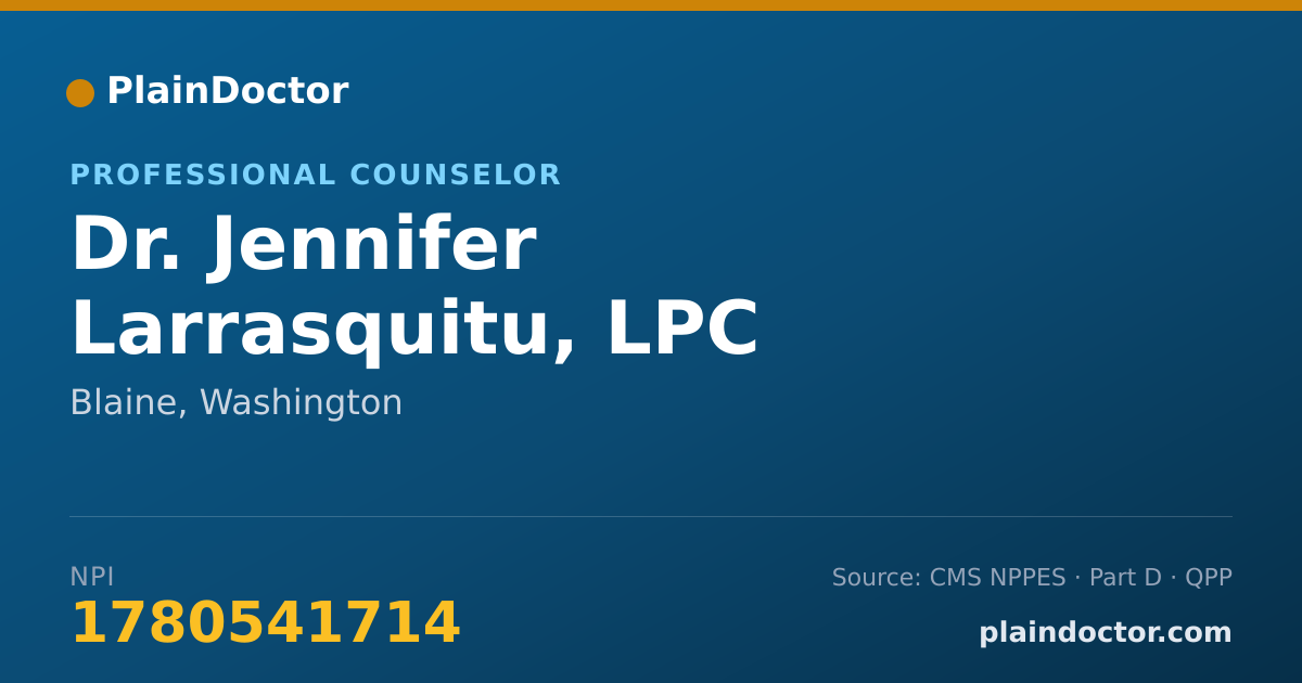 Shareable card for Jennifer Larrasquitu, LPC - Professional Counselor, Blaine, WA