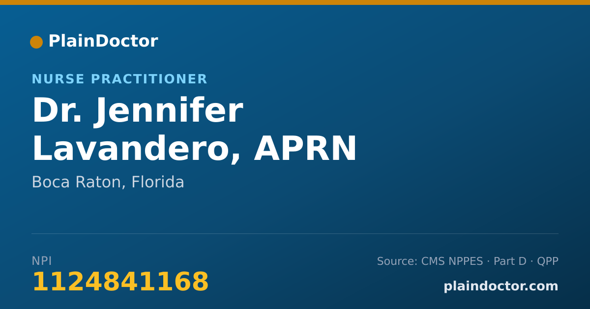 Shareable card for Jennifer Lavandero, APRN - Nurse Practitioner, Boca Raton, FL