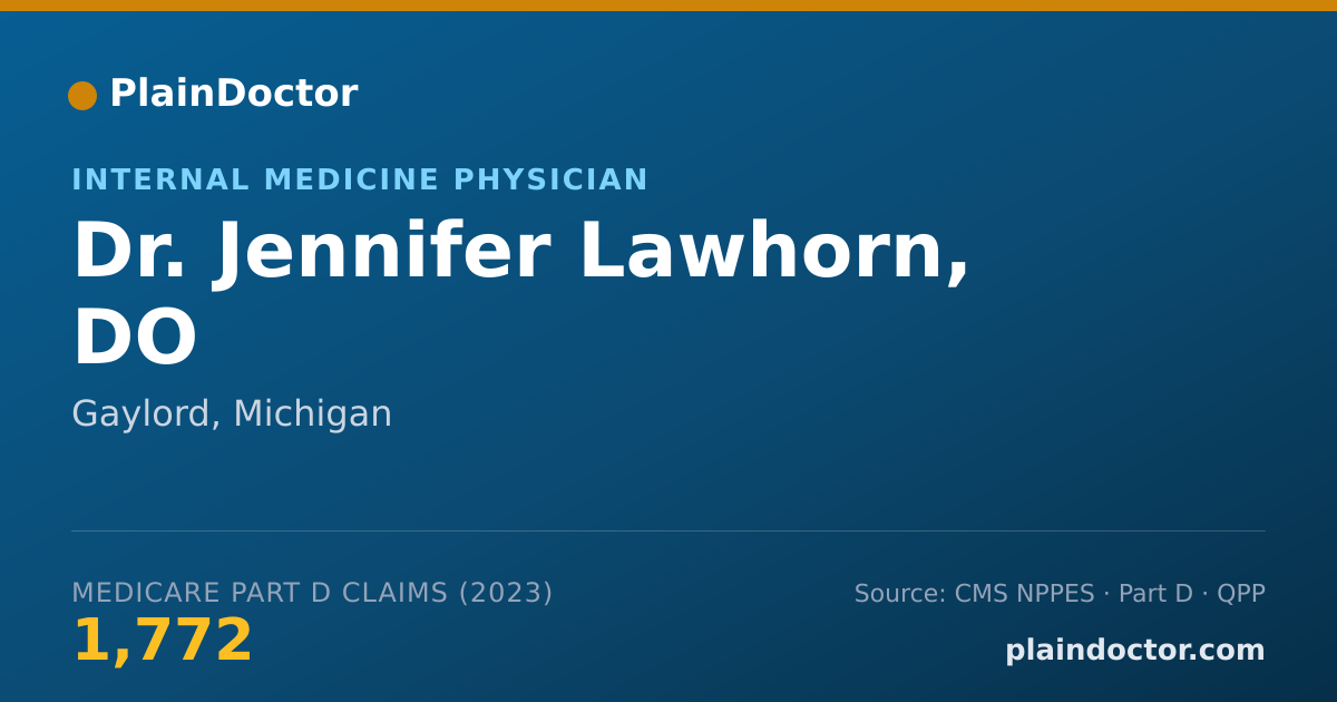 Shareable card for Jennifer Lawhorn, DO - Internal Medicine Physician, Gaylord, MI