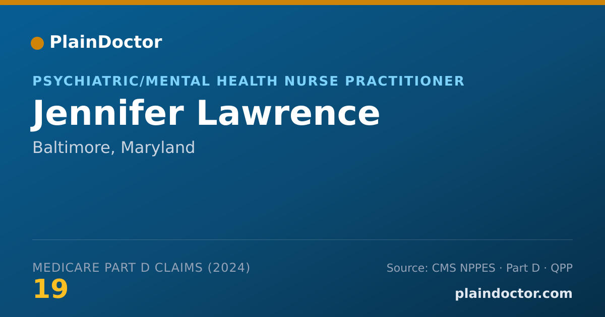 Shareable card for Jennifer Lawrence - Psychiatric/Mental Health Nurse Practitioner, Baltimore, MD