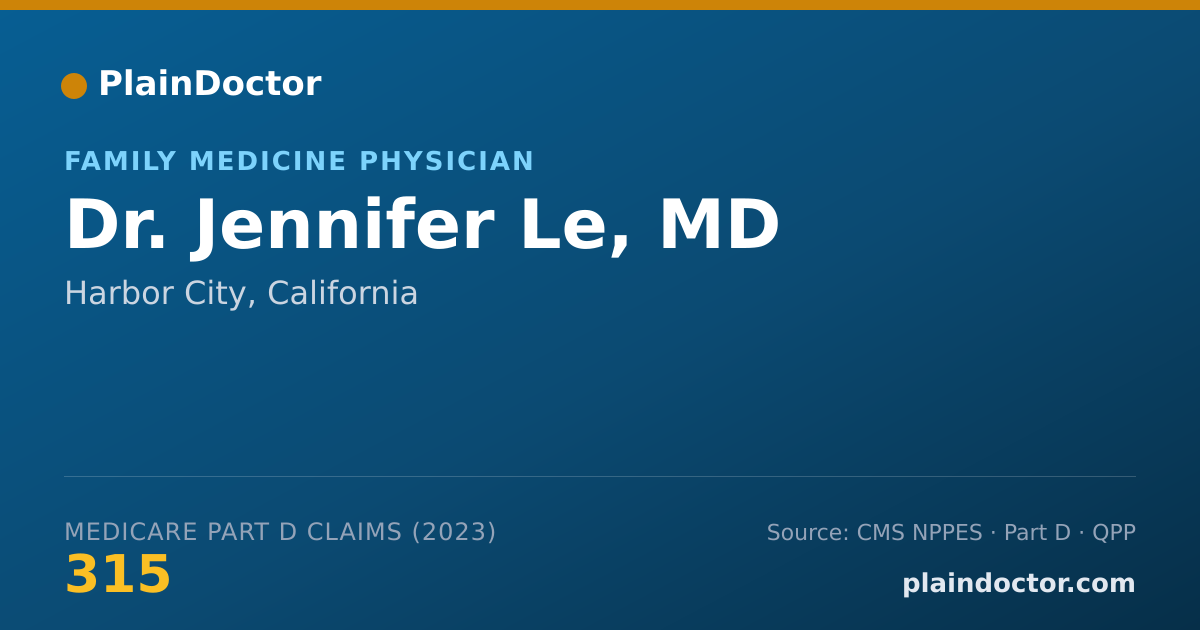 Shareable card for Jennifer Le, MD - Family Medicine Physician, Harbor City, CA