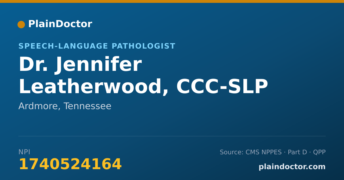 Shareable card for Jennifer Leatherwood, CCC-SLP - Speech-Language Pathologist, Ardmore, TN