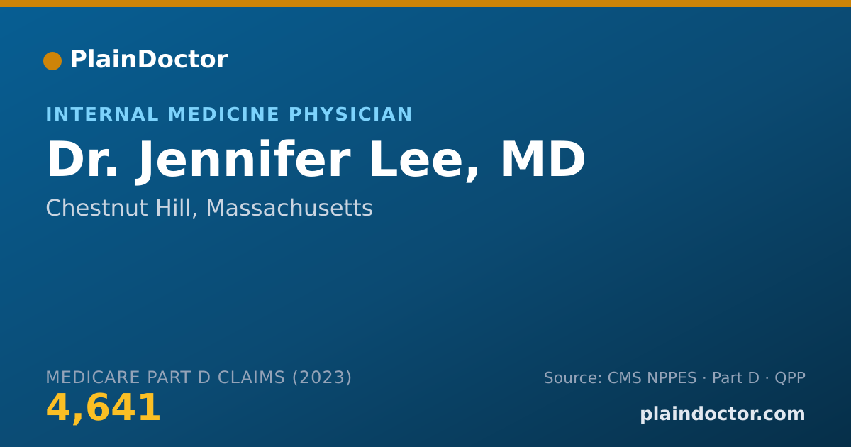 Shareable card for Jennifer Lee, MD - Internal Medicine Physician, Chestnut Hill, MA