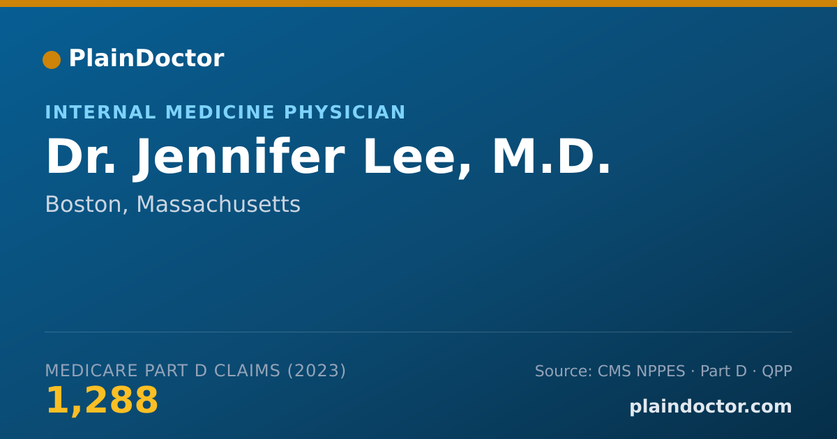 Shareable card for Jennifer Lee, M.D. - Internal Medicine Physician, Boston, MA