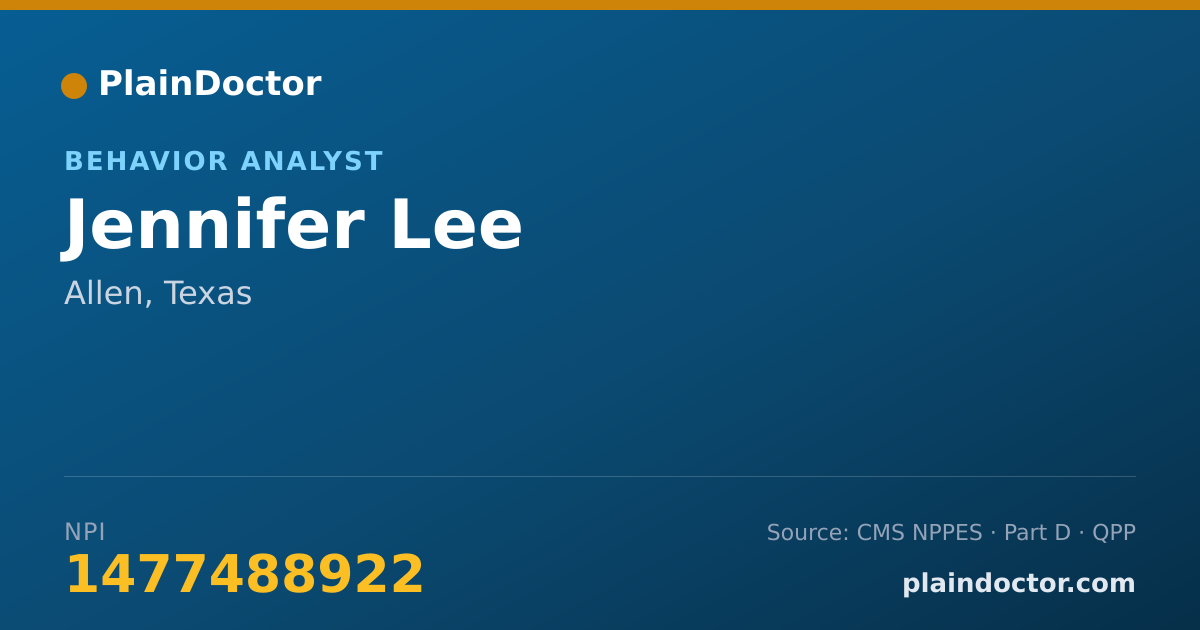 Shareable card for Jennifer Lee - Behavior Analyst, Allen, TX