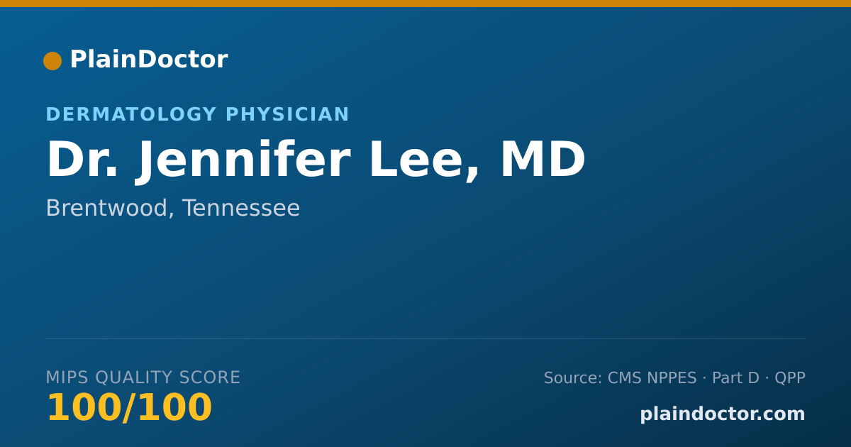 Shareable card for Jennifer Lee, MD - Dermatology Physician, Brentwood, TN
