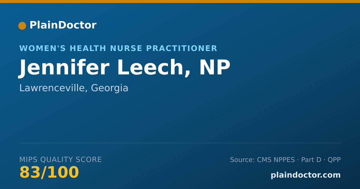 Shareable card for Jennifer Leech, NP - Women's Health Nurse Practitioner, Lawrenceville, GA